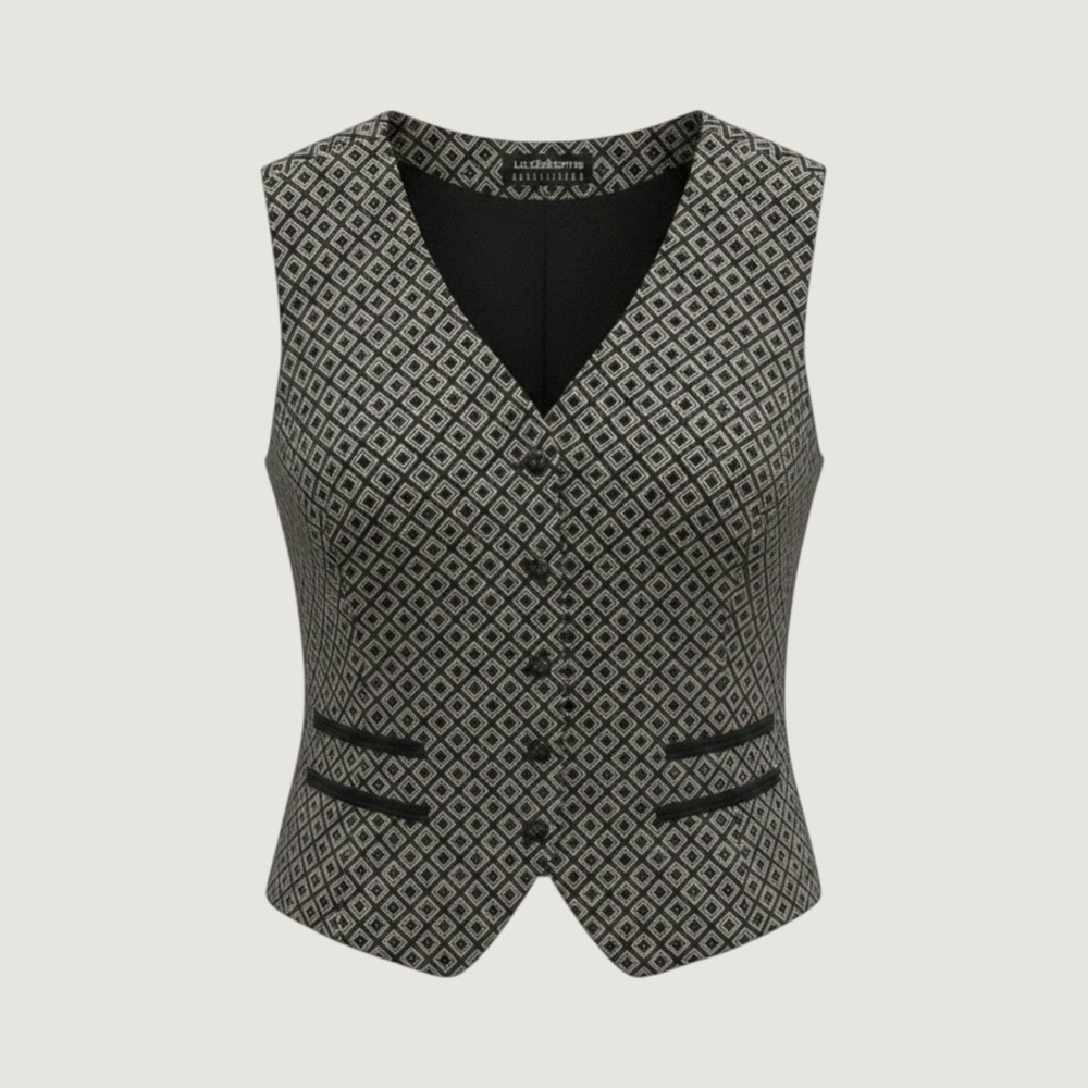 Liz Claiborne Black and Gold Vest Made in US Size 12